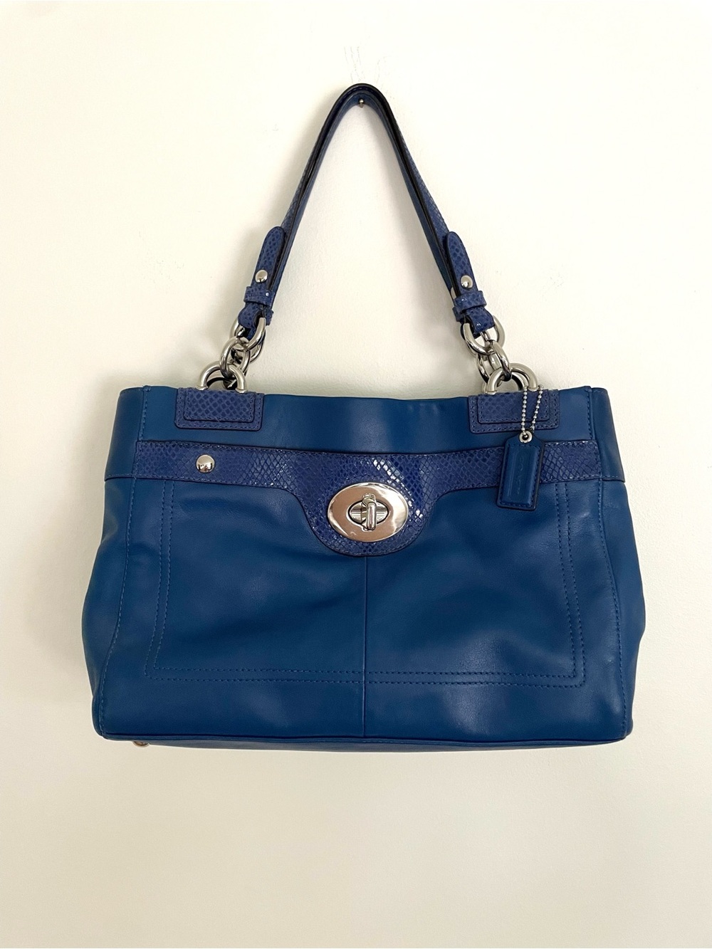 Coach Vintage Penelope Cobalt Blue Leather Satchel Handbag